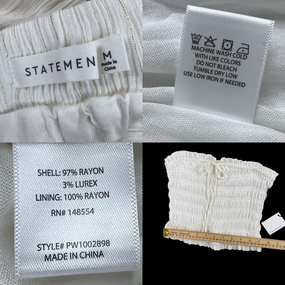 Statement Skirt Set Medium Ivory Strapless Smock Top & Ruffle Elastic Waist NWT - Picture 11 of 12